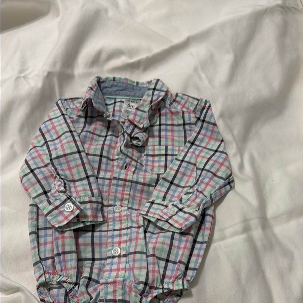 Carter's Pink and Blue Button Down Shirt